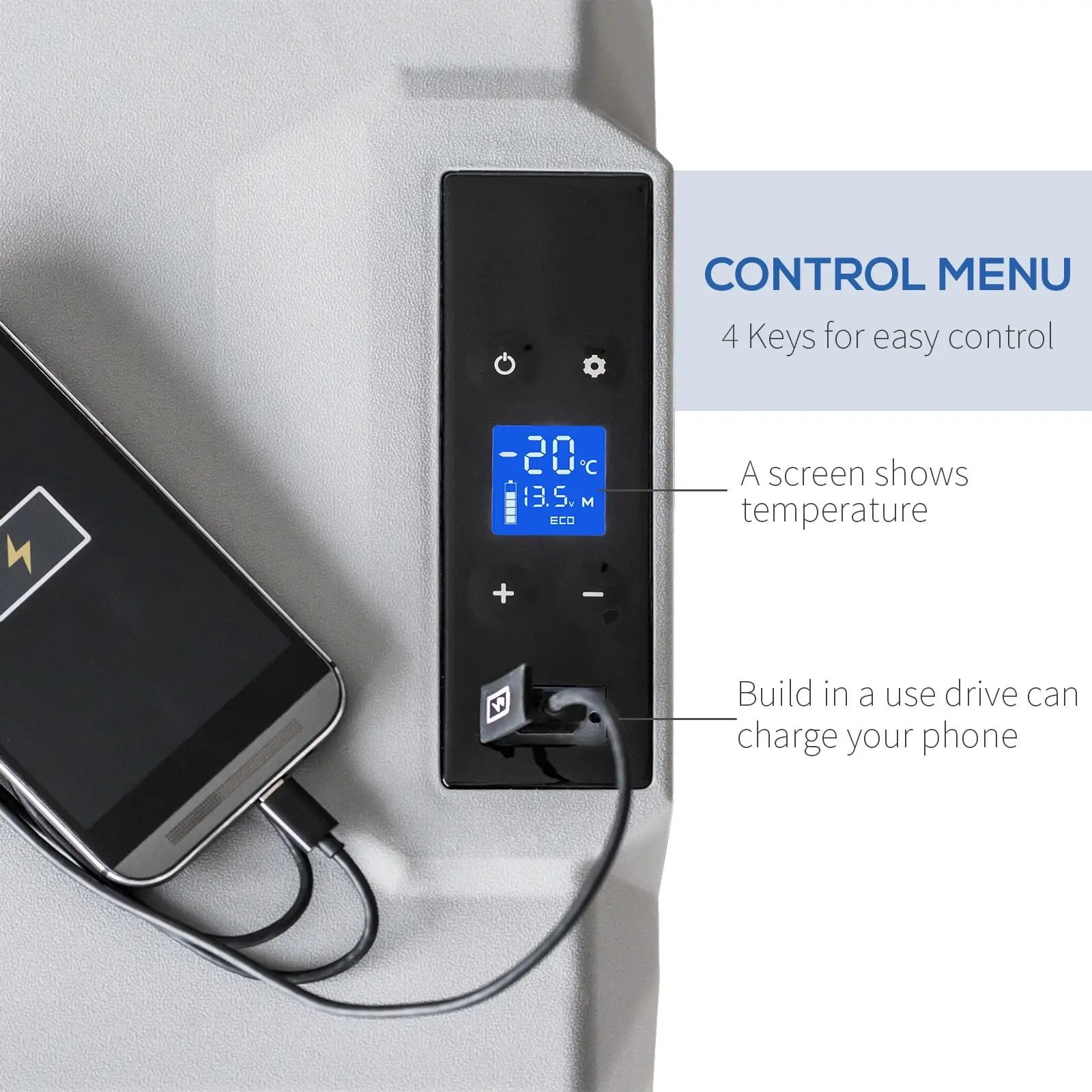 Car Refrigerator, Portable 12/24V 50 Litre Compressor Fridge Freezer, Electric Cooler Box for Camping, Travel, Picnic, Down to -20℃