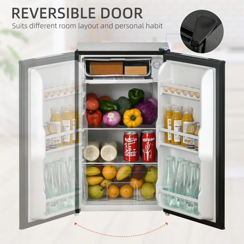 91 Litre Freestanding Under Counter Fridge Freezer, Small Fridge with Chiller Box, Adjustable Thermostat, 47.5cm Wide, Black