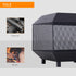 Metal Square Fire Pit Outdoor Mesh Firepit Brazier w/ Lid, Log Grate, Poker for Backyard, Camping, Bonfire, Wood Burning Stove, 44 x 44 x 40cm, Black