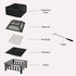Metal Large Firepit Outdoor Square Fire Pit Brazier w/ Rain Cover, Lid, Log Grate, Poker for Backyard, Camping, BBQ, Bonfire, Wood Burning Stove, 86 x 86 x 54cm, Black