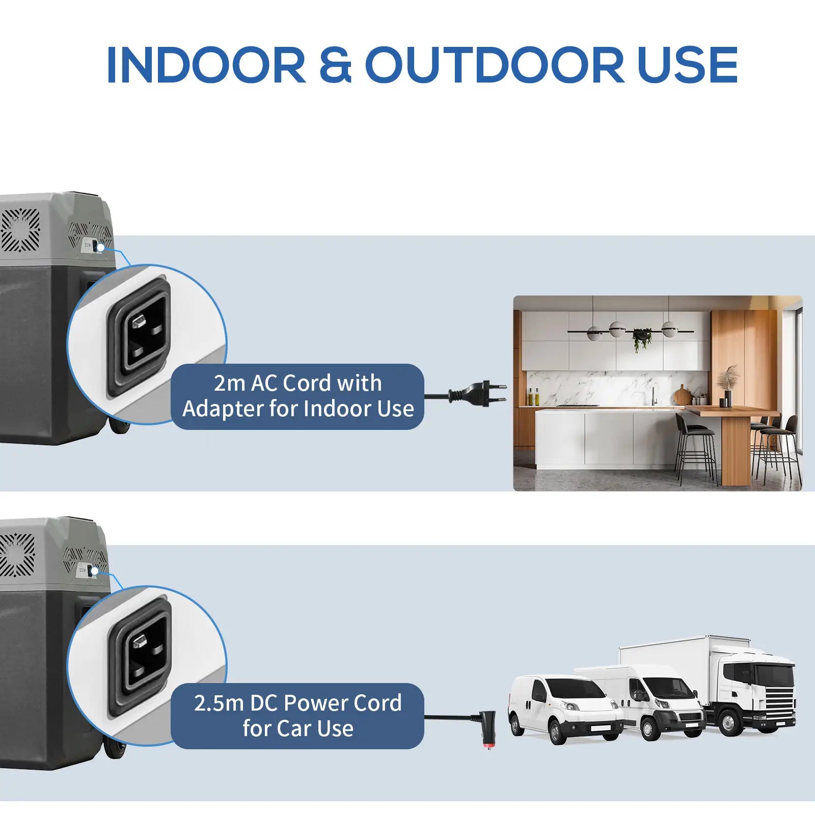 Car Refrigerator, Portable 12/24V 50 Litre Compressor Fridge Freezer, Electric Cooler Box for Camping, Travel, Picnic, Down to -20℃