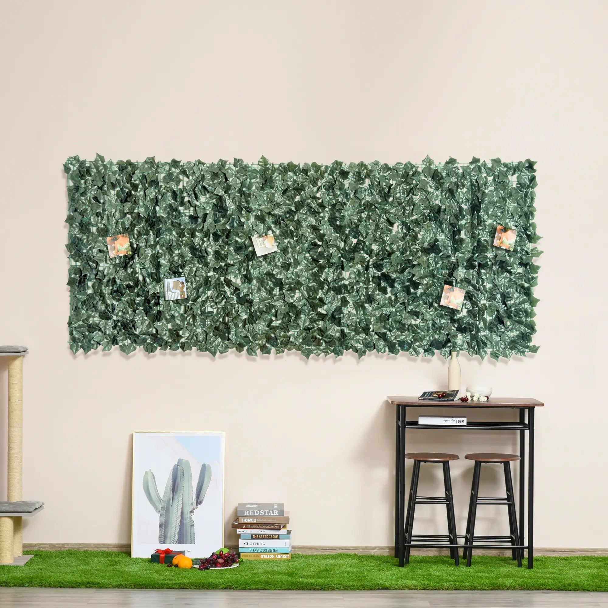 1-Piece Artificial Leaf Hedge Screen Privacy Fence Panel for Garden Outdoor Indoor Decor, Dark Green, 2.4M x 1M