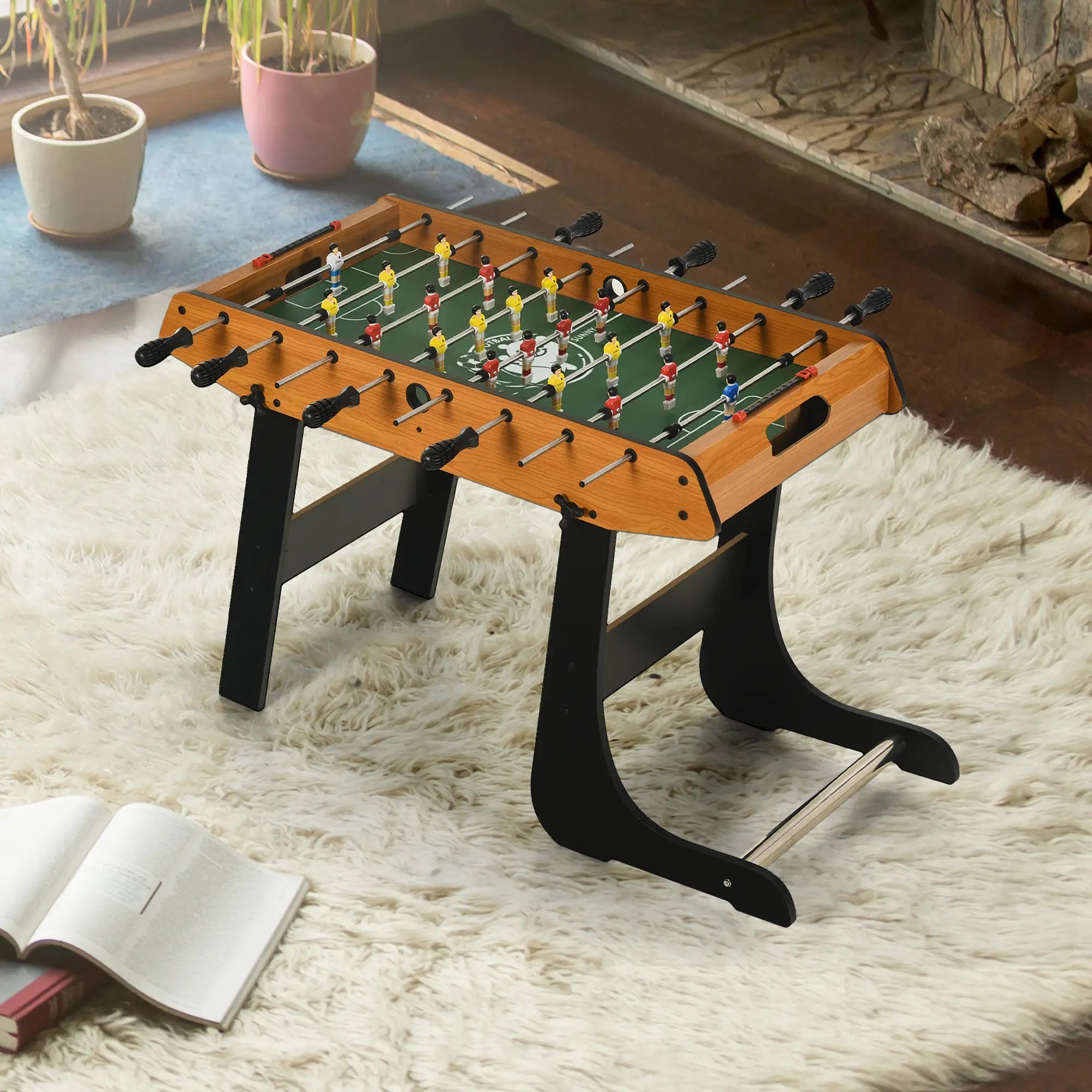 Folding Football Gaming Table Mini Foosball Soccer Table for Family Fun Indoor Play Sports