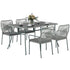 Five-Piece PE Rattan Garden Dining Set with Cushions & Stackable Chairs - Light Grey