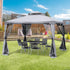 3 x 3 m Metal Gazebo, Garden Pavillion, Double Roof Outdoor Canopy Shelter with Mesh Sidewalls, Grey