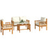 Four-Piece Acacia Wood Garden Sofa Set - Teak/Cream