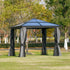 3 x 3(m) Hardtop Gazebo Canopy with Polycarbonate Roof, Aluminium Frame, Permanent Pavilion Garden Gazebo with Netting and Curtains for Patio, Deck, Dark Grey