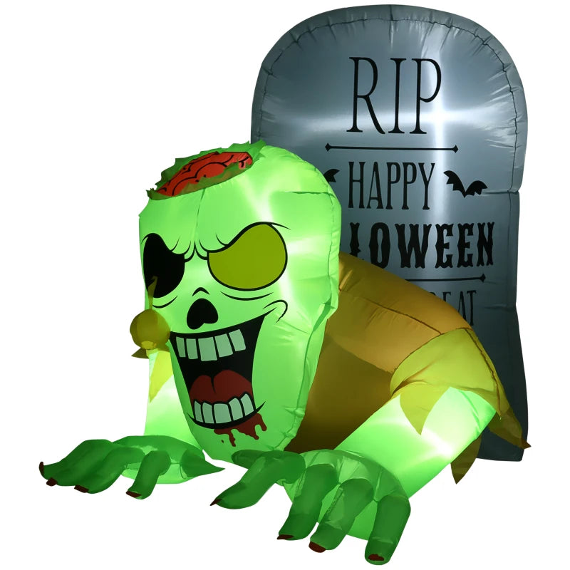 5FT Halloween Inflatables Ghost and Tombstone, Blow Up Outdoor Halloween Decorations with Build-in LED Lights for Garden, Lawn, Party