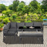 4 Piece L-shaped Garden Furniture Set 8-Seater Aluminium Outdoor Dining Set Conversation Sofa Set w/ Bench, Dining Table & Cushions, Grey