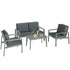 4-Piece Wooden Garden Furniture Set with Cushions - Light Grey