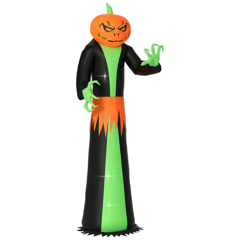 9FT Inflatable Halloween Pumpkin Ghost with Build in LED, Outdoor Lighted Blow Up Inflatables for Party Indoor, Garden, Lawn