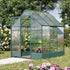 6x6 FT Polycarbonate Greenhouse with Base and Raised Bed, Walk-in Greenhouse with Aluminium Frame, Temperature Controlled Window, Foundation for Plants, Flowers, Vegetable