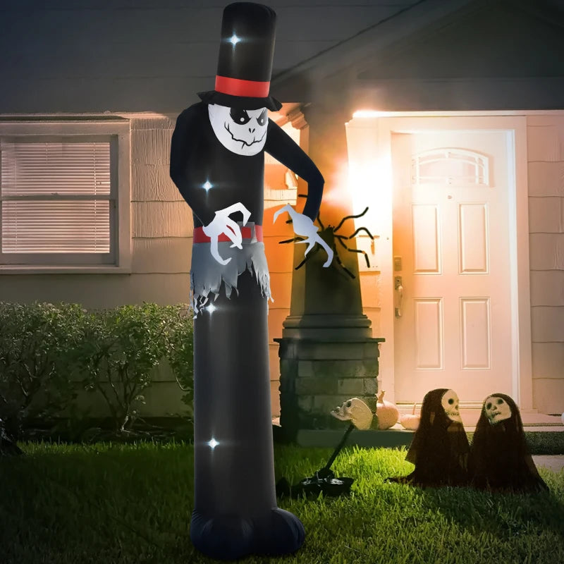 Giant 10ft Halloween Inflatables Tall Ghost with Hat, Build-in LEDs Blow Up Scary Outdoor Decorations, for Party Yard Garden Lawn Decoration