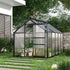6 x 10ft Polycarbonate Greenhouse, Large Walk-In Green House with Slide Door and Window, Garden Plants Grow House with Aluminium Frame and Foundation, Grey