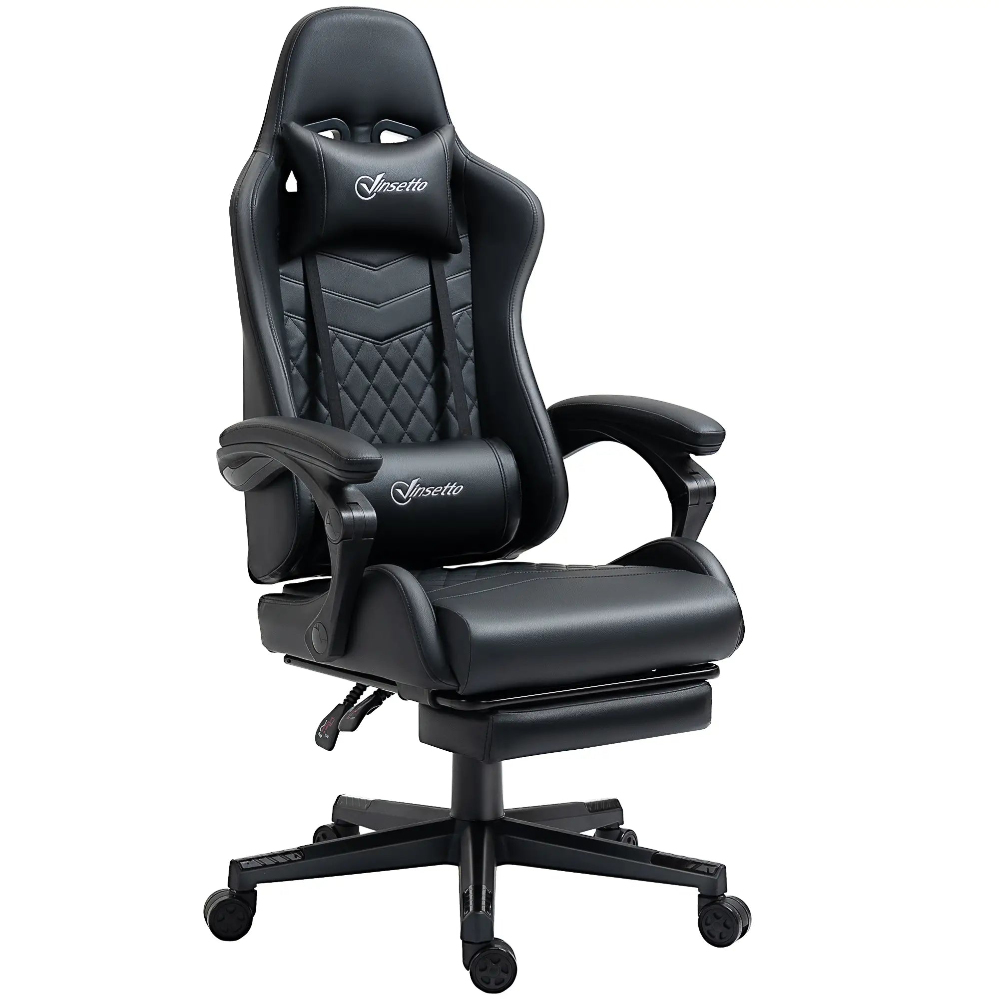 Computer Gaming Chair with Footrest, Video Gaming Chair for Adults with 130° Reclining Back, Desk Chair with Lumbar Support and Adjustable Height, Black Bargain Clearance Centre