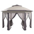 3 x 4m Garden Gazebo Hexagon Pop Up Gazebo Party Tent Canopy Double Roof Instant Shelter with Netting and Carry Bag for Outdoor Patio, Beige