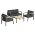 4 Piece Garden Sofa Set with Padded Cushions, 4-Seater Aluminium Outdoor Conversation Furniture Set with Coffee Table, Grey