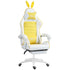 Racing Gaming Chair, Reclining PU Leather Computer Chair with Removable Rabbit Ears, Footrest, Headrest and Lumber Support, Yellow Bargain Clearance Centre