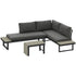 4 Seater L Shaped Aluminium Sectional Garden Furniture Set with 2 Loveseats and Wood-Plastic Coffee Table - Dark Grey
