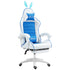 Racing Gaming Chair, Reclining PU Leather Computer Chair with Removable Rabbit Ears, Footrest and Lumber Support, Blue Bargain Clearance Centre