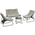 4 Seater Garden Furniture Set, Conversation Set with Loveseat Sofa, Chairs, Glass Coffee Table, Thick Cushions, Steel Outdoor Sofa for Balcony, Poolside, Conservatory, Light Grey