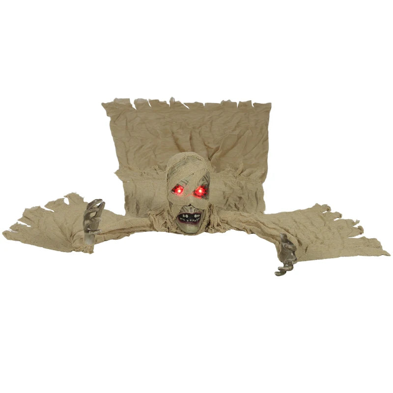183 cm Life Size Halloween Animated Crawling Mummy with Glowing LED Eyes, 8/16H Timer, Scary Halloween Decorations, Battery Operated, Indoor Outdoor Party Props