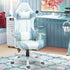 Faux Leather Colour Block Gaming Chair, with 135° Reclining Back - Blue/White Bargain Clearance Centre