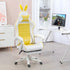 Racing Gaming Chair, Reclining PU Leather Computer Chair with Removable Rabbit Ears, Footrest, Headrest and Lumber Support, Yellow Bargain Clearance Centre