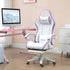 Computer Gaming Chair, PU Leather Desk Chair with Footrest, Swivel Task Chair with 135° Reclining Back and Lumbar Support, PC Chair for Adults, White and Purple Bargain Clearance Centre