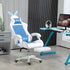 Racing Gaming Chair, Reclining PU Leather Computer Chair with Removable Rabbit Ears, Footrest and Lumber Support, Blue Bargain Clearance Centre