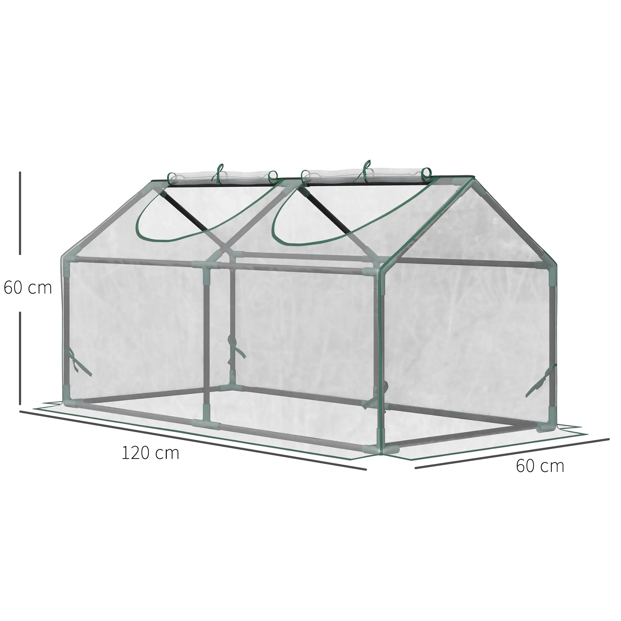 Mini Greenhouse Portable Flower Planter Vegetable Grow House for Garden Backyard with Zipped Windows, 120 x 60 x 60 cm, Clear