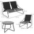 4 Seater Garden Furniture Set, Conversation Set with Loveseat Sofa, Chairs, Glass Coffee Table, Thick Cushions, Steel Outdoor Sofa for Balcony, Poolside, Conservatory, Light Grey