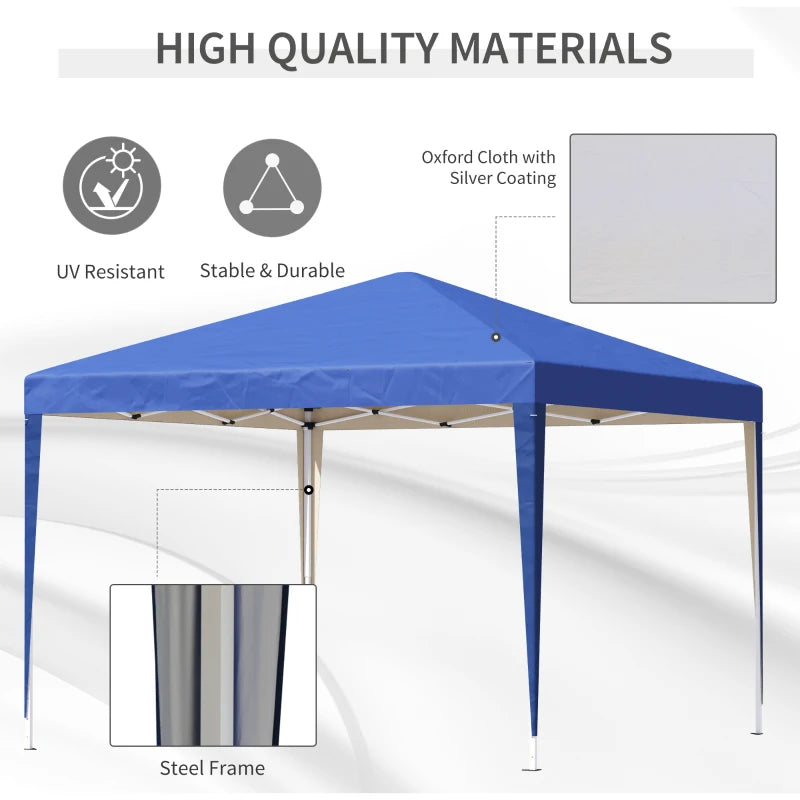3 x 3M Garden Pop Up Gazebo Height Adjustable Marquee Party Tent Wedding Canopy with Carrying Bag, Blue