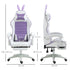 Racing Gaming Chair, Reclining PU Leather Computer Chair with Removable Rabbit Ears, Footrest, Headrest and Lumber Support, Purple Bargain Clearance Centre