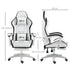 Computer Gaming Chair, PU Leather Desk Chair with Footrest, Swivel Task Chair with 135° Reclining Back and Lumbar Support, PC Chair for Adults, White and Black Bargain Clearance Centre