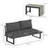 4 Seater L Shaped Aluminium Sectional Garden Furniture Set with 2 Loveseats and Wood-Plastic Coffee Table - Dark Grey