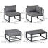 Garden Daybed, 6 Piece Outdoor Sectional Sofa Set, Aluminum Patio Conversation Furniture Set with Coffee Table, Footstool and Cushions, Grey