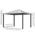 3 x 3.6(m) Hardtop Gazebo Canopy with Polycarbonate Roof and Aluminium Frame, Garden Pavilion with Mosquito Netting and Curtains, Brown