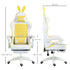 Racing Gaming Chair, Reclining PU Leather Computer Chair with Removable Rabbit Ears, Footrest, Headrest and Lumber Support, Yellow Bargain Clearance Centre