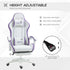 Computer Gaming Chair, PU Leather Desk Chair with Footrest, Swivel Task Chair with 135° Reclining Back and Lumbar Support, PC Chair for Adults, White and Purple Bargain Clearance Centre