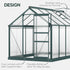 6 x 10ft Polycarbonate Greenhouse, Large Walk-In Green House with Slide Door and Window, Garden Plants Grow House with Aluminium Frame and Foundation, Dark Green