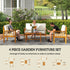 Four-Piece Acacia Wood Garden Sofa Set - Teak/Cream