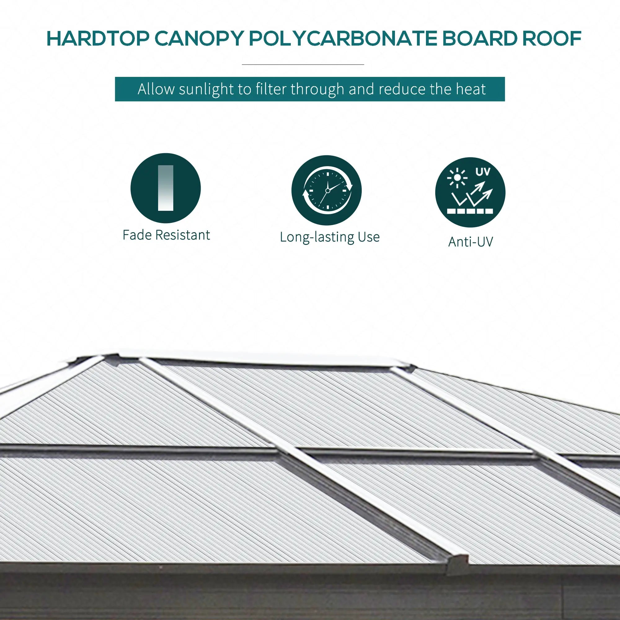 3 x 3.6(m) Hardtop Gazebo Canopy with Polycarbonate Roof and Aluminium Frame, Garden Pavilion with Mosquito Netting and Curtains, Brown