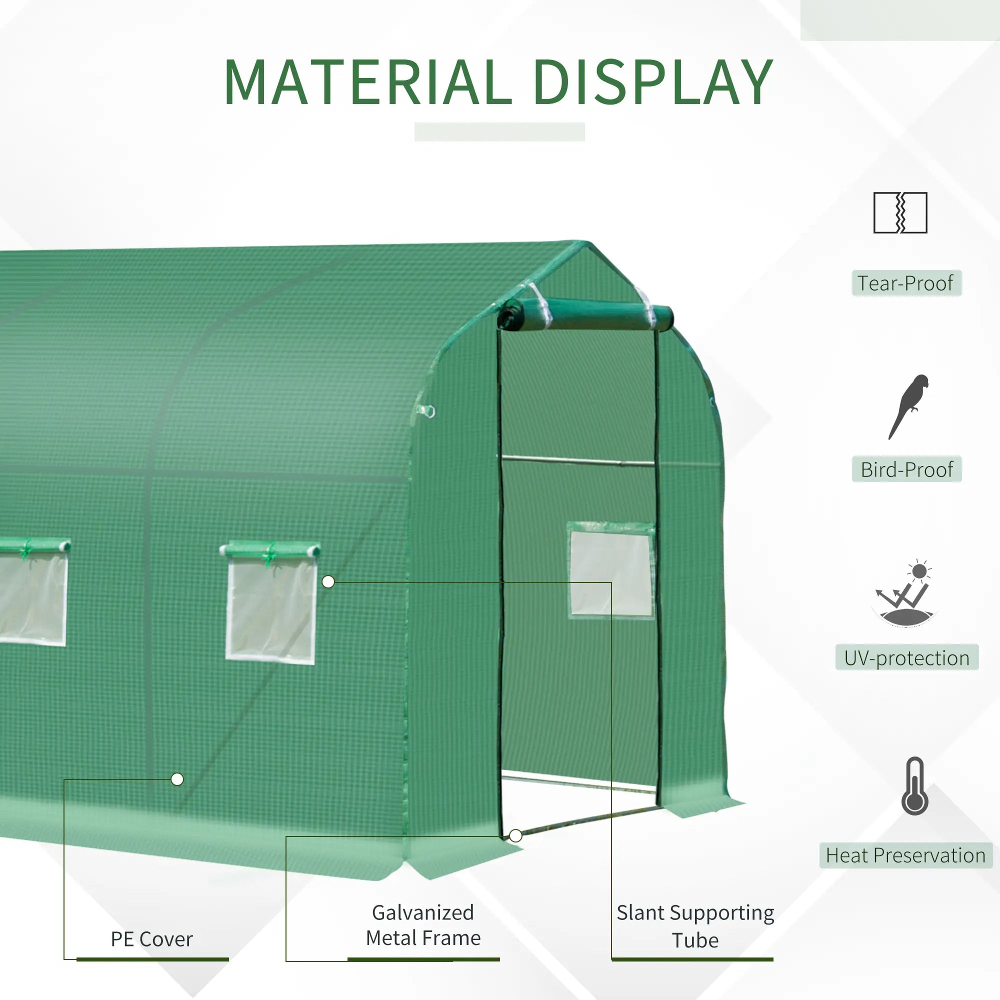 Polytunnel Greenhouse with Windows and Door, Walk in Greenhouse for Garden, Backyard (3 x 2 M)