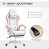 Computer Gaming Chair, PU Leather Desk Chair with Footrest, Swivel Task Chair with 135° Reclining Back and Lumbar Support, PC Chair for Adults, White and Pink Bargain Clearance Centre