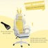 Racing Gaming Chair, Reclining PU Leather Computer Chair with Removable Rabbit Ears, Footrest, Headrest and Lumber Support, Yellow Bargain Clearance Centre