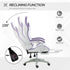 Computer Gaming Chair, PU Leather Desk Chair with Footrest, Swivel Task Chair with 135° Reclining Back and Lumbar Support, PC Chair for Adults, White and Purple Bargain Clearance Centre