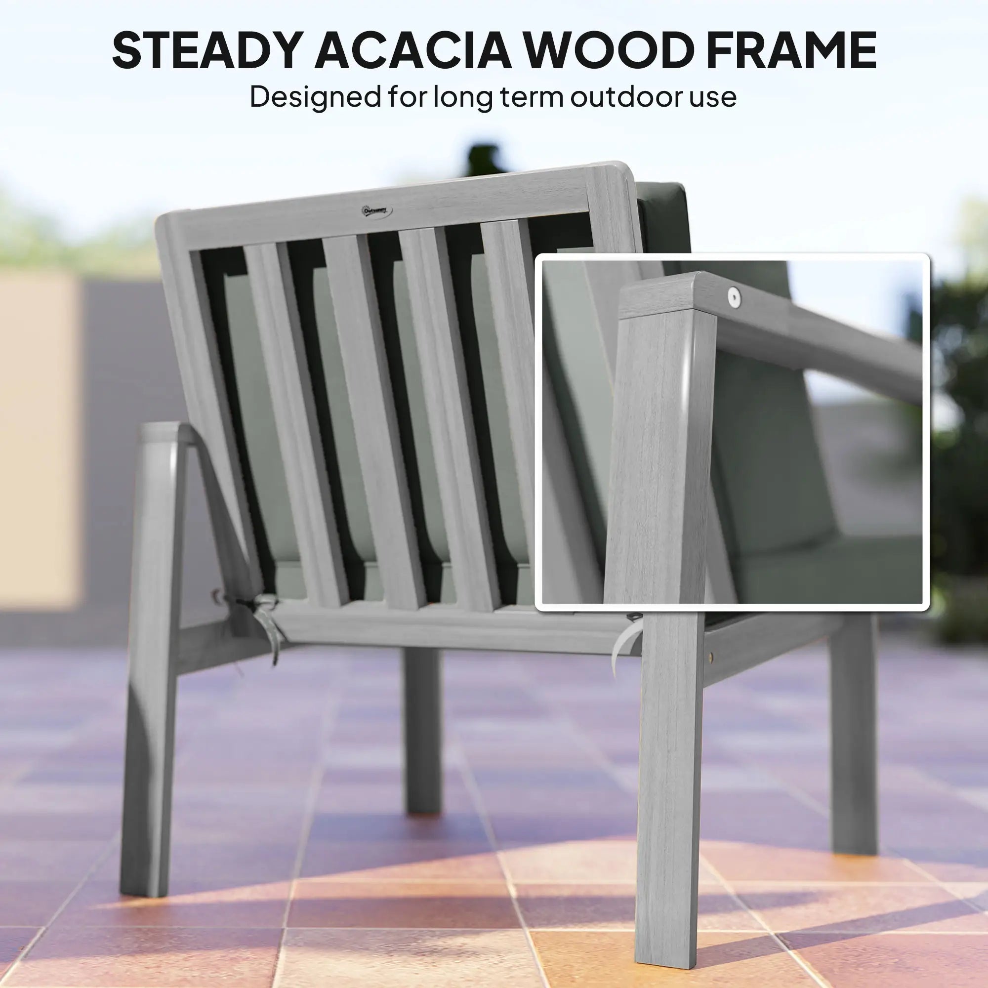 4-Piece Wooden Garden Furniture Set with Cushions - Light Grey