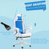 Racing Gaming Chair, Reclining PU Leather Computer Chair with Removable Rabbit Ears, Footrest and Lumber Support, Blue Bargain Clearance Centre