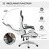 Computer Gaming Chair, PU Leather Desk Chair with Footrest, Swivel Task Chair with 135° Reclining Back and Lumbar Support, PC Chair for Adults, White and Black Bargain Clearance Centre